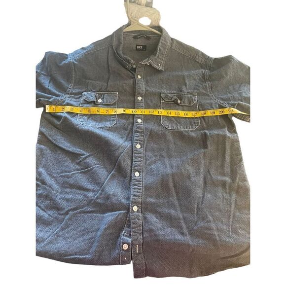 BKE Men's Button-Up Textured Collared Short Sleeve Button-Up Gray Shirt XL - Picture 3 of 12